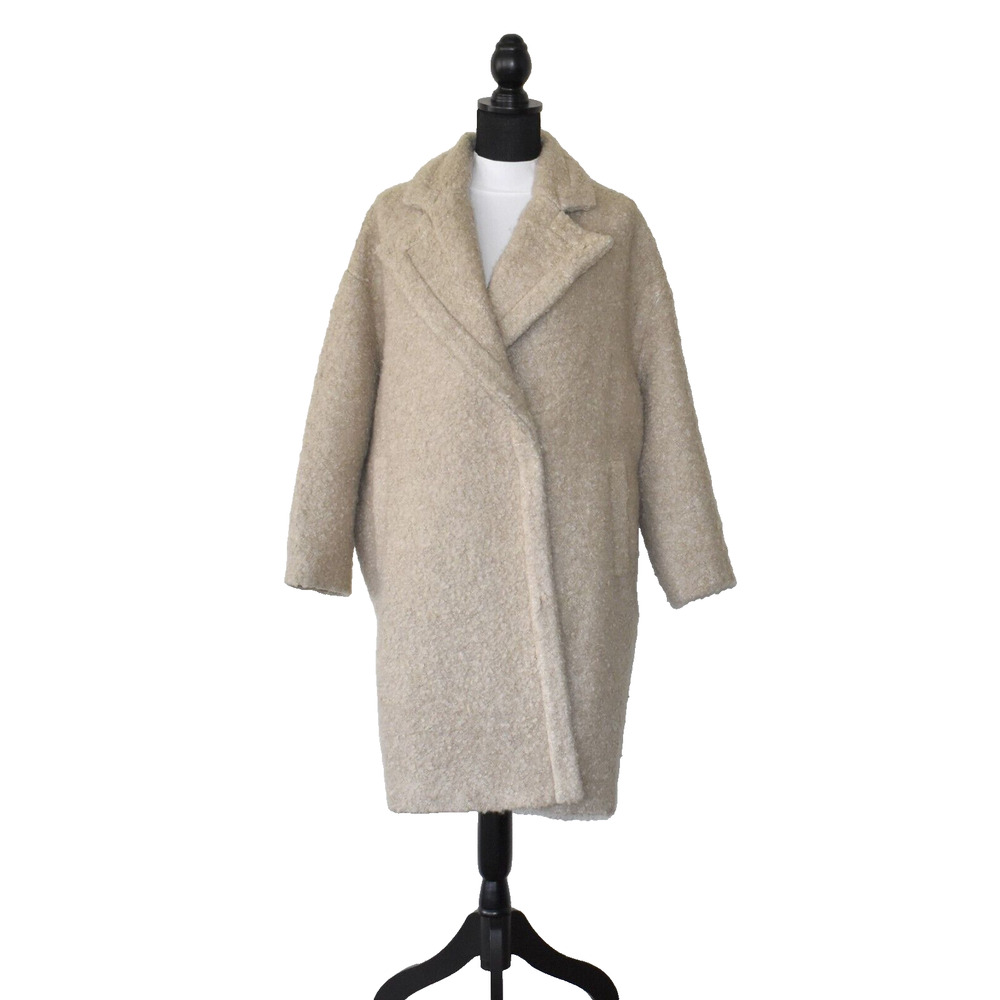C0 Auth THE CASHMERE PROJECT Beige Faux Fur Acrylic/Wool Blend Coat Size S